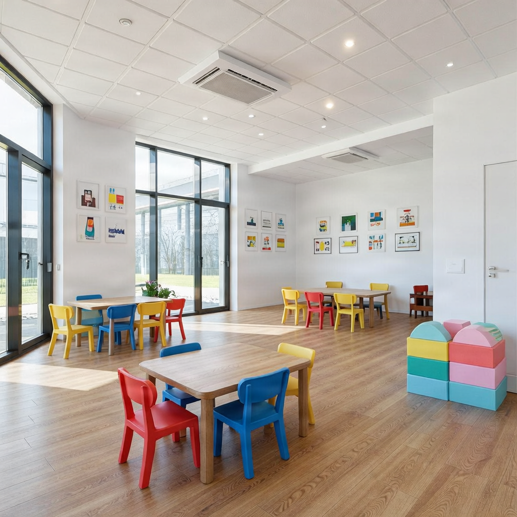 Modern kinderdagverblijf met klimaatbeheersing