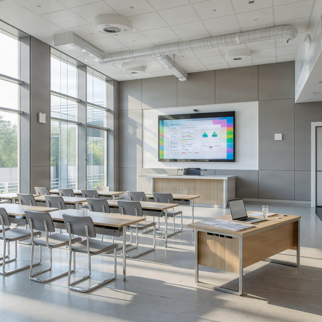 Klaslokaal met goede ventilatie